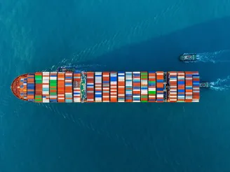 Large Shipping Boat loaded with multicolour shipping containers 