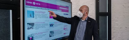 A man using an interactive display
