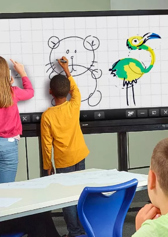 Group of children in classroom with display-Audio Visual-Lifestyle-Banner